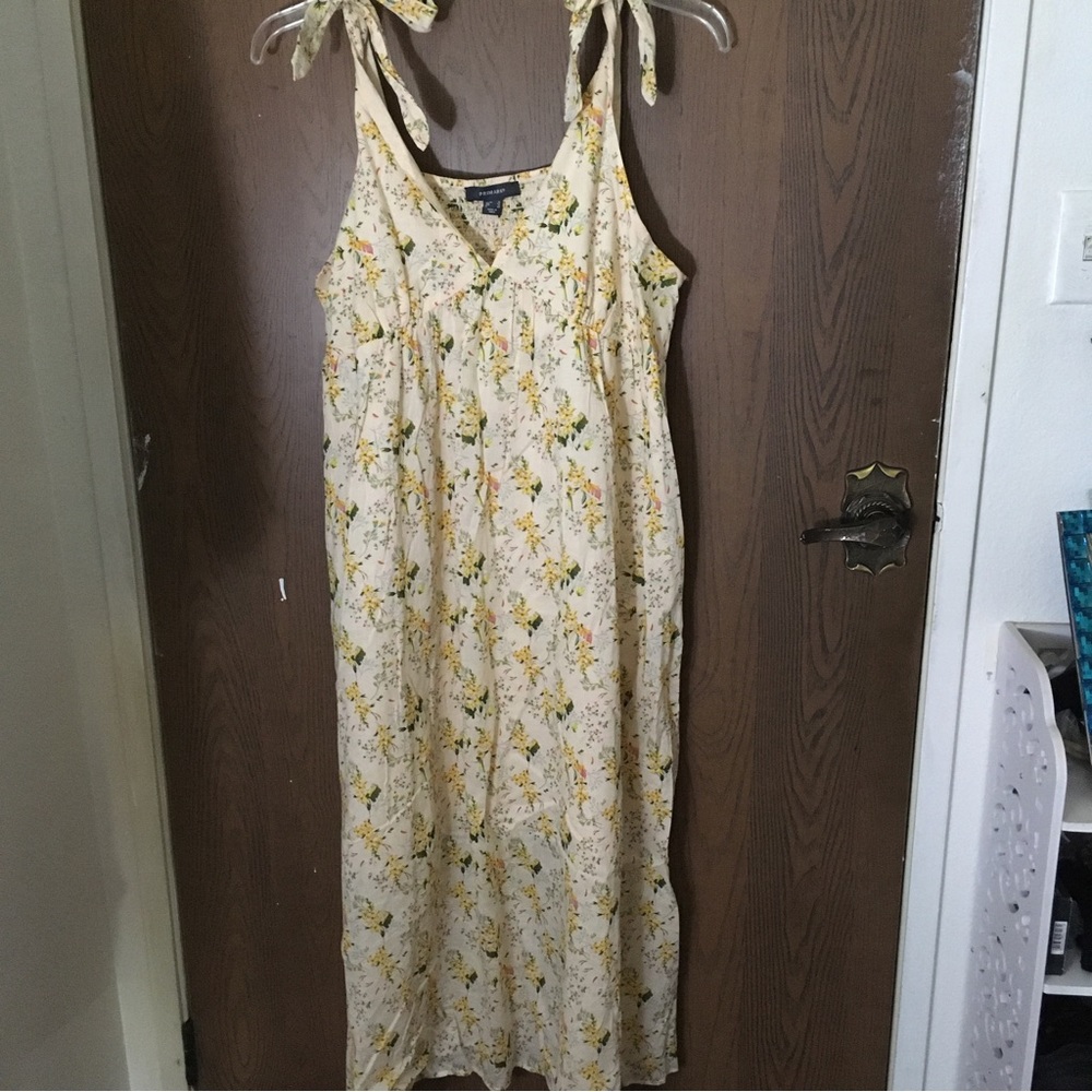 Primark Beige and Yellow Floral Dress Size 12 ✂️